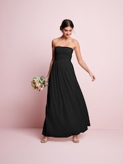 Black Mesh Multiway Bridesmaid Wedding Maxi Dress - Image 3 of 9