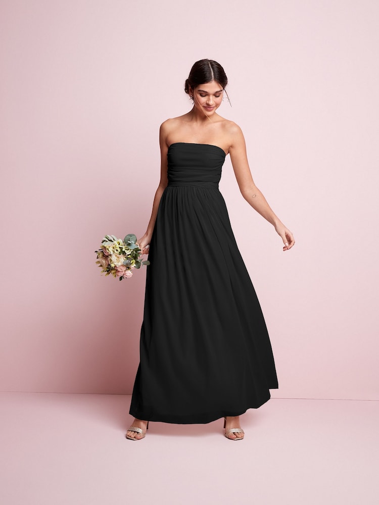 Noir - Robe longue de demoiselle d’honneur de mariage en maille Multiway - Image 3 of 9