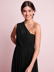 Black Mesh Multiway Bridesmaid Wedding Maxi Dress - Image 5 of 9