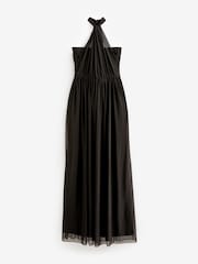 Black Mesh Multiway Bridesmaid Wedding Maxi Dress - Image 8 of 9