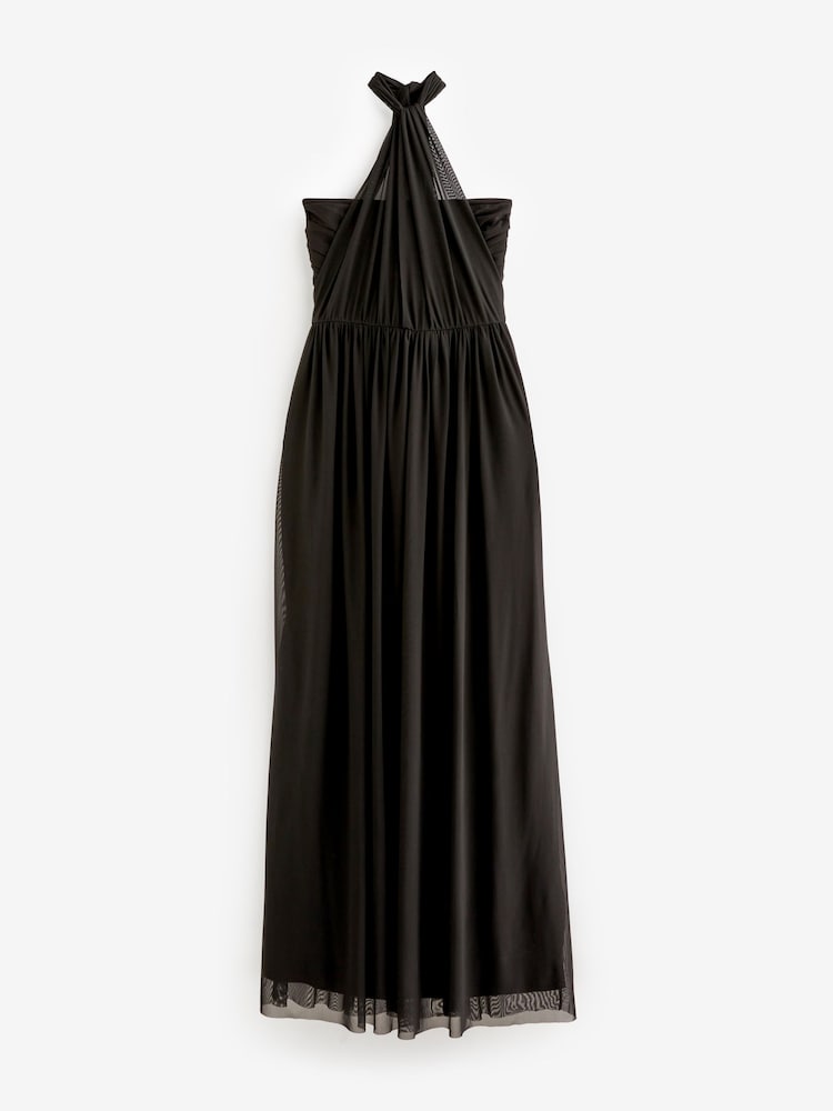 Noir - Robe longue de demoiselle d’honneur de mariage en maille Multiway - Image 8 of 9