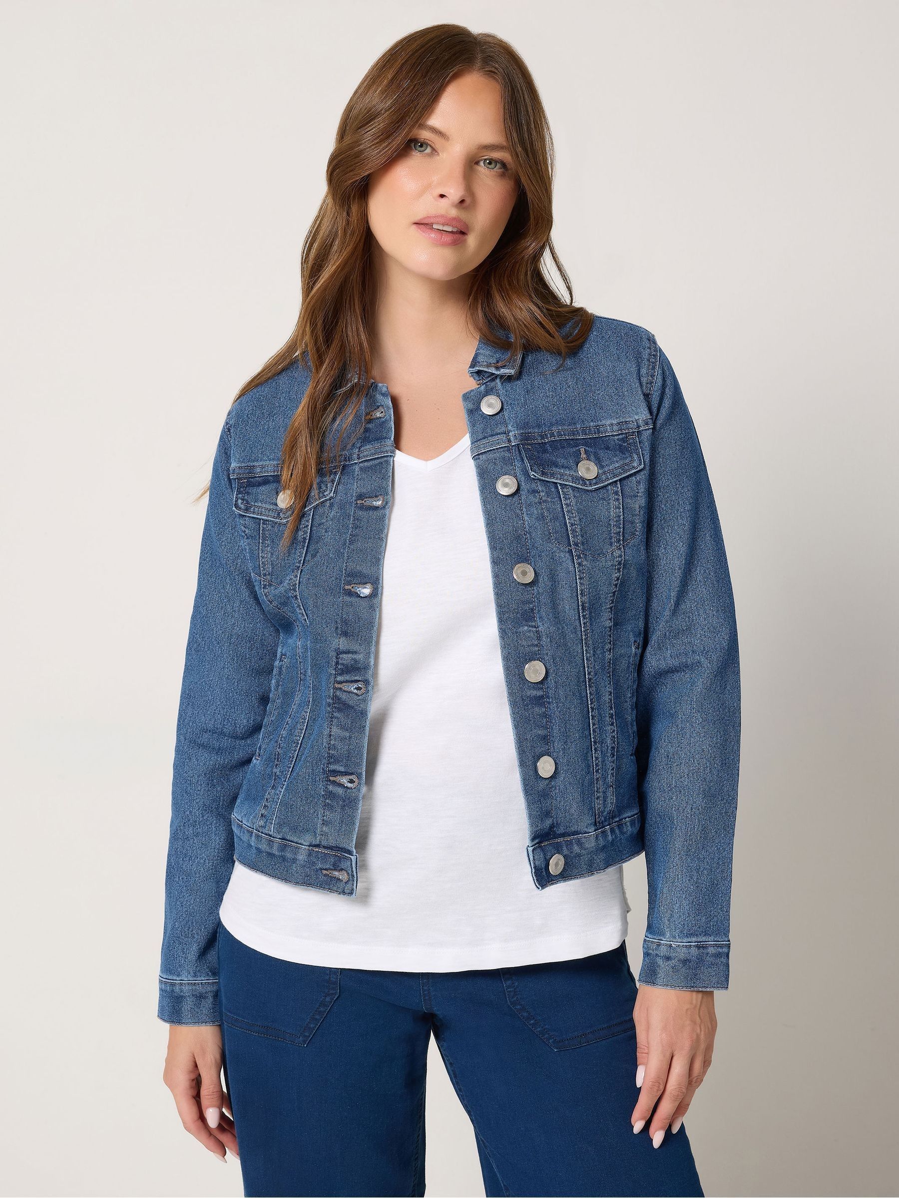 M&Co Women's Mid Blue Button Up Denim Jacket In | Size: 20 - Image 2