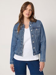 M&Co Blue Button Detail Denim Jacket - Image 1 of 6