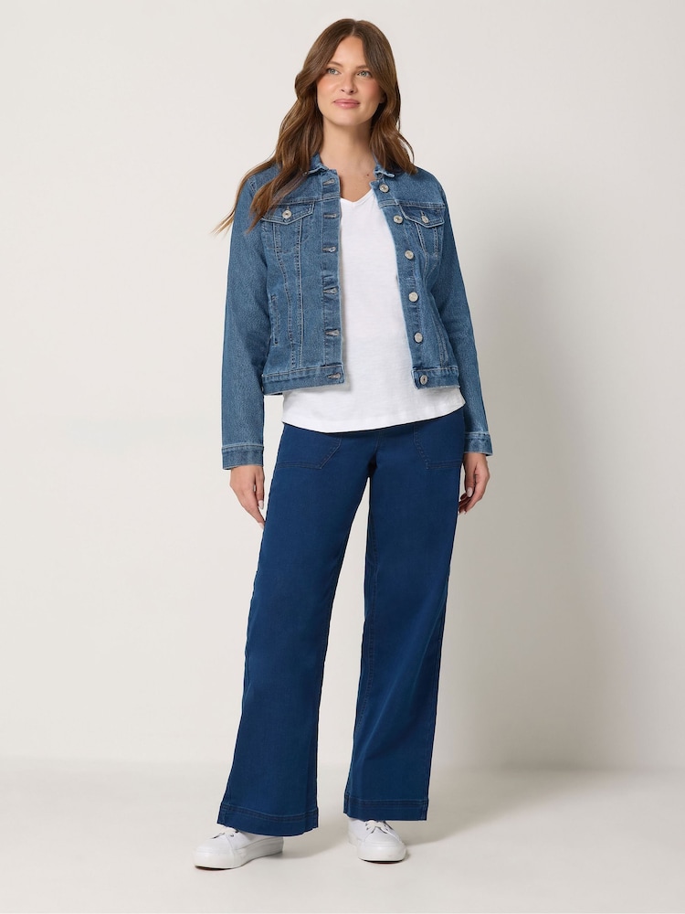 M&Co Blue Button Detail Denim Jacket - Image 2 of 6