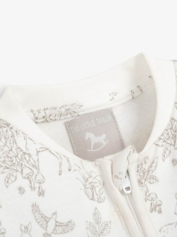 The Little Tailor Baby Front Zip Soft 100% Cotton Sleepsuit - Image 3 of 6