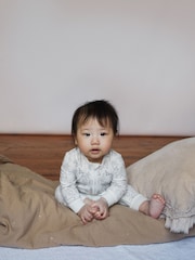 The Little Tailor Baby Front Zip Soft 100% Cotton Sleepsuit - Image 5 of 6