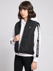Lyle & Scott Girls Lightweight Chevron Quilt Black Gilet - Image 1 of 6