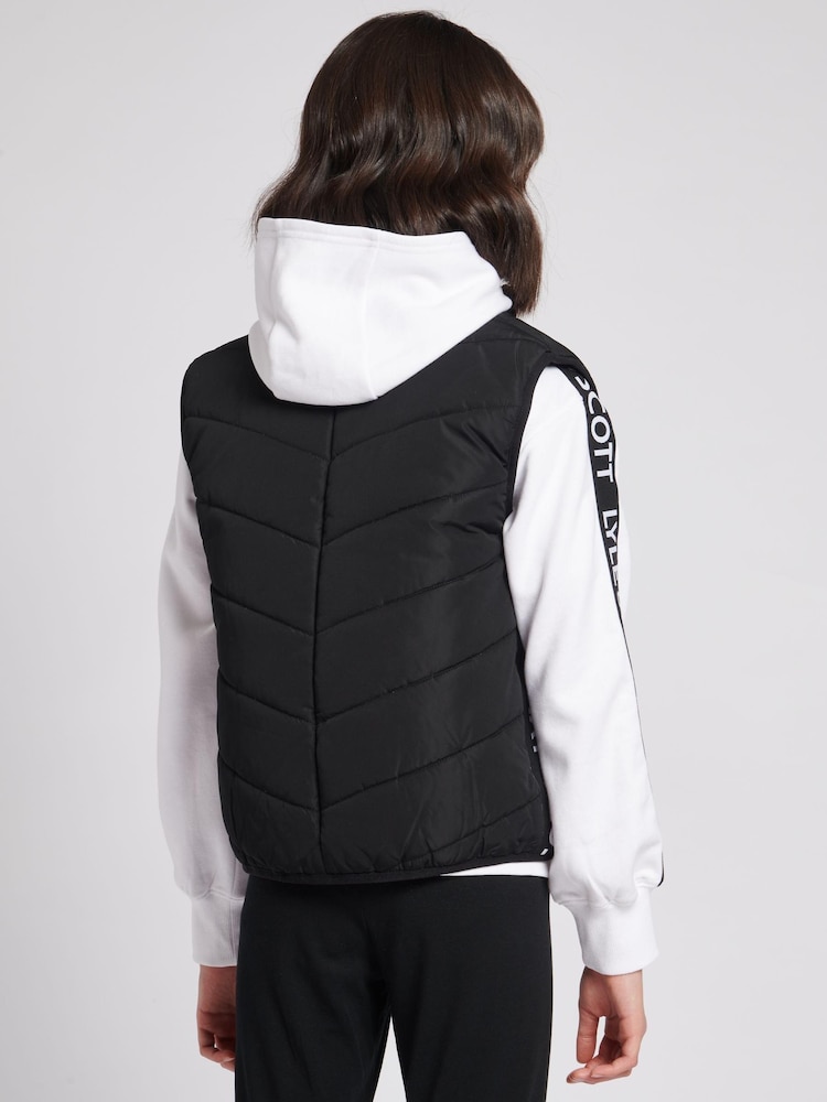 Lyle & Scott Girls Lightweight Chevron Quilt Black Gilet - Image 2 of 6
