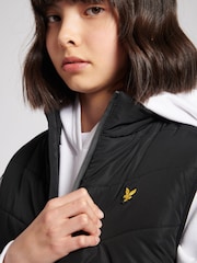 Lyle & Scott Girls Lightweight Chevron Quilt Black Gilet - Image 3 of 6