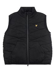 Lyle & Scott Girls Lightweight Chevron Quilt Black Gilet - Image 4 of 6