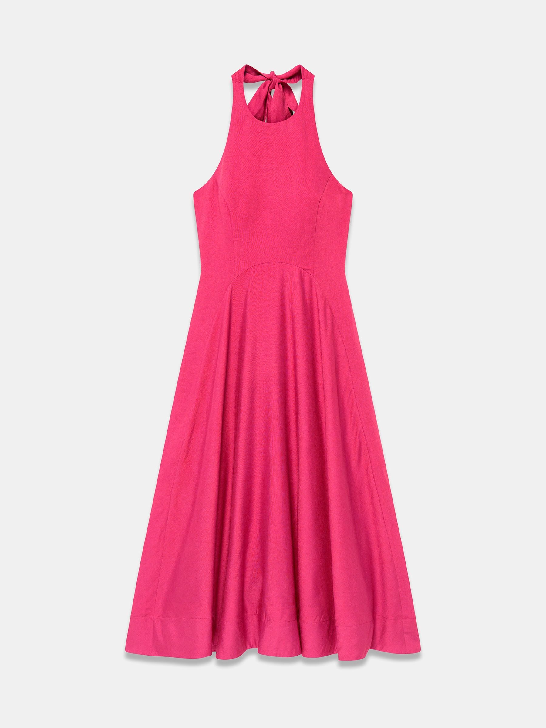 pink linen halter dress Fuchsia Pink Korean Linen Halter Maxi Summer Dress by CLOS at Pernia's Pop Up Shop 2026