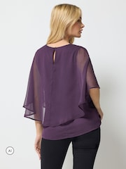 M&Co Purple Chiffon Cape Top - Image 2 of 6
