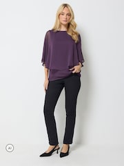 M&Co Purple Chiffon Cape Top - Image 3 of 6