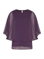 M&Co Purple Chiffon Cape Top - Image 5 of 6