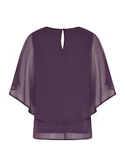 M&Co Purple Chiffon Cape Top - Image 6 of 6