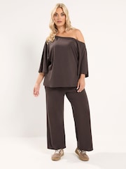 Yours Curve Brown Off Shoulder T-Shirt - Image 2 of 6