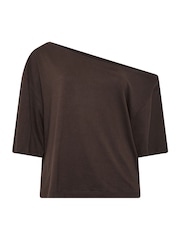 Yours Curve Brown Off Shoulder T-Shirt - Image 5 of 6
