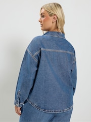 Bleu - Chemise en denim Yours Curve - Image 3 sur 7