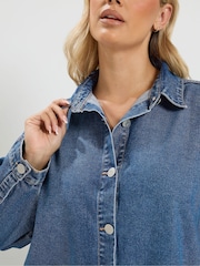 Bleu - Chemise en denim Yours Curve - Image 4 sur 7