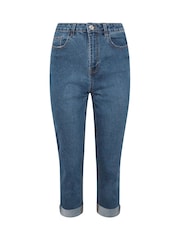 M&Co Midwash Blue Cropped Boyfriend Jeans - Image 4 of 5