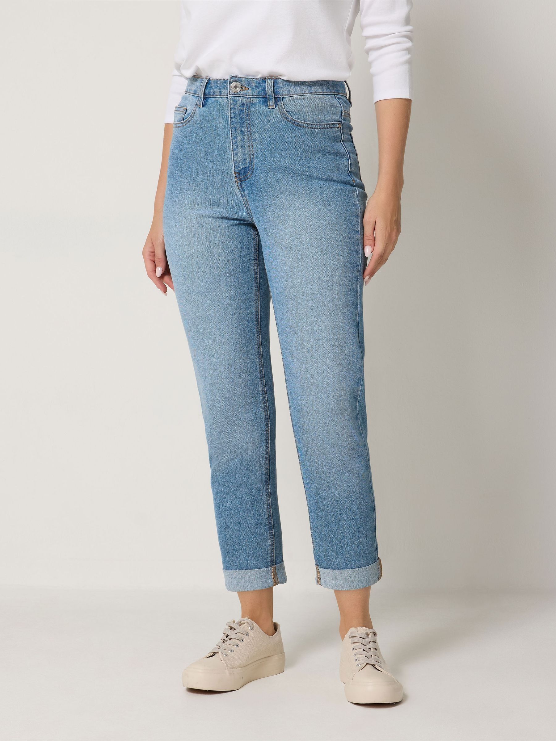 M&Co Women's Light Blue Cropped Boyfriend Jeans In | Size: 20 - Image 1