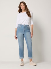 M&Co Blue Cropped Boyfriend Jeans - Image 2 of 6