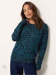 M&Co Blue Petite Animal Printed Jumper - Image 1 of 6