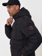 Чорний - Threadbare Showerproof Padded Double Zip Coat - Image 3 of 5