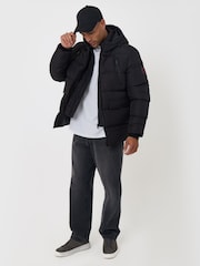 Чорний - Threadbare Showerproof Padded Double Zip Coat - Image 4 of 5