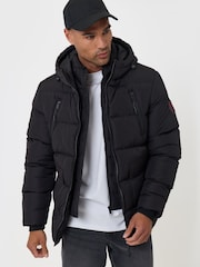 Чорний - Threadbare Showerproof Padded Double Zip Coat - Image 5 of 5