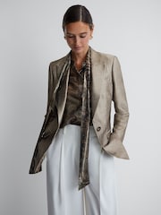 Reiss Gold Mimi Metallic Single Breasted Blazer - Image 1 of 5