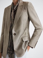 Reiss Gold Mimi Metallic Single Breasted Blazer - Image 4 of 5
