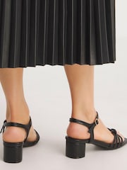 JD Williams Black Strappy Sandals With Flexi Sole In Wide Fit - Image 2 of 4