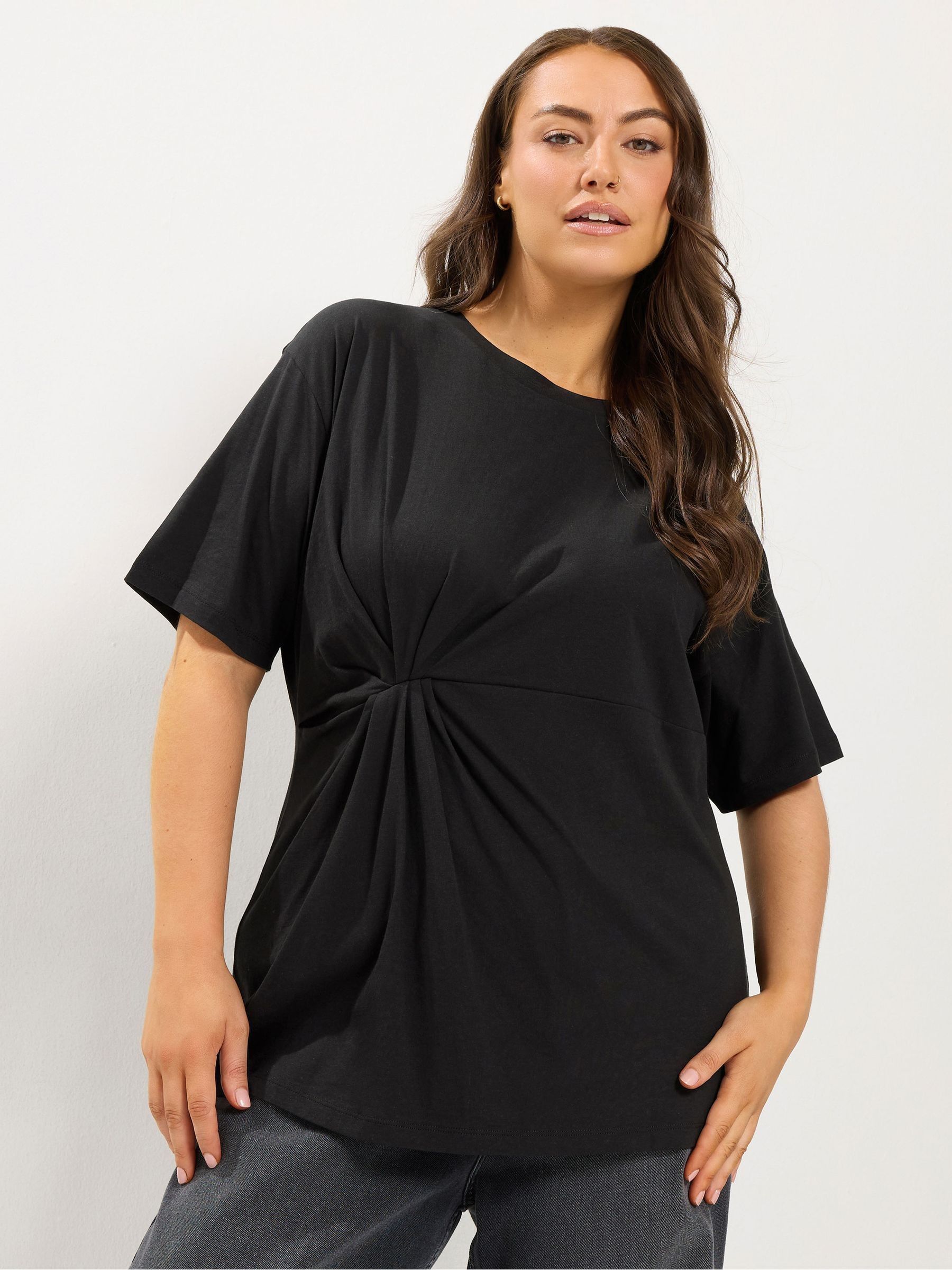 Yours Women's Black Twist Front T-Shirt In Size 30-32 - Image 6