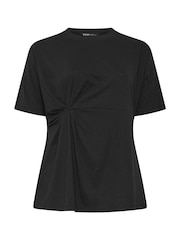 Yours Curve Black Twist Front T-Shirt - Image 5 of 6