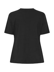 Yours Curve Black Twist Front T-Shirt - Image 6 of 6