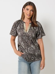 Long Tall Sally Brown Satin Sequin Top - Image 5 of 10