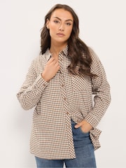 Brun - Yours Curve Rutete Skjorte Med Knapper - Bilde 1 av 6