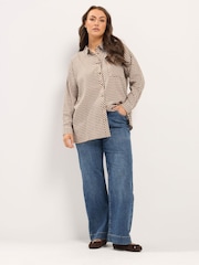 Brun - Yours Curve Rutete Skjorte Med Knapper - Bilde 2 av 6
