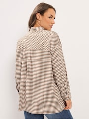 Brun - Yours Curve Rutete Skjorte Med Knapper - Bilde 3 av 6