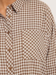 Brun - Yours Curve Rutete Skjorte Med Knapper - Bilde 4 av 6