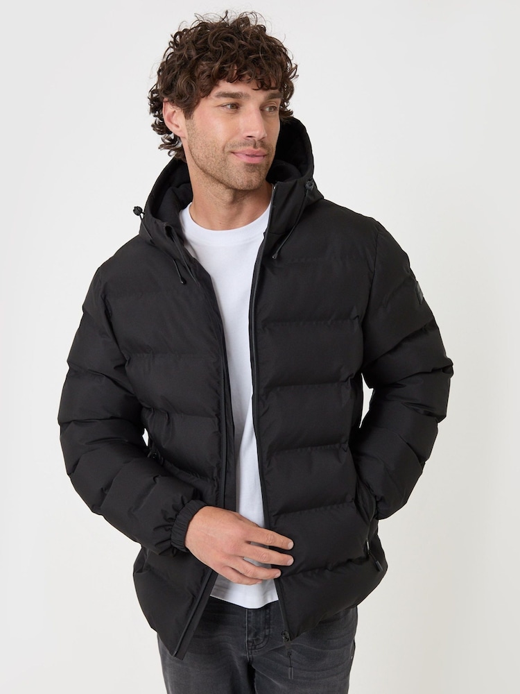 Threadbare Black Showerproof Ripstop Puffer Coat - Image 1 of 5 Threadbare Black Showerproof Ripstop Puffer Coat - Image 1 of 5