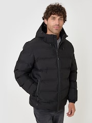 Threadbare Black Showerproof Ripstop Puffer Coat - Image 3 of 5