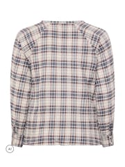 Yours Curve Navy Blue Check Button Through Tie Top - Image 7 of 7