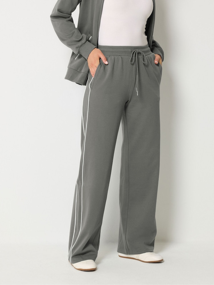 Gris - Long Tall Sally Piped Wide Leg Joggers - Imagen 2 de 7