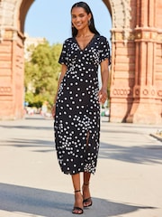 Sosandar White Lace Trim Fit & Flare Dress - Image 3 of 5