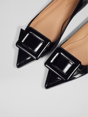 LK Bennett Black Patent Leather Devon Buckle Detail Flats - Image 4 of 4