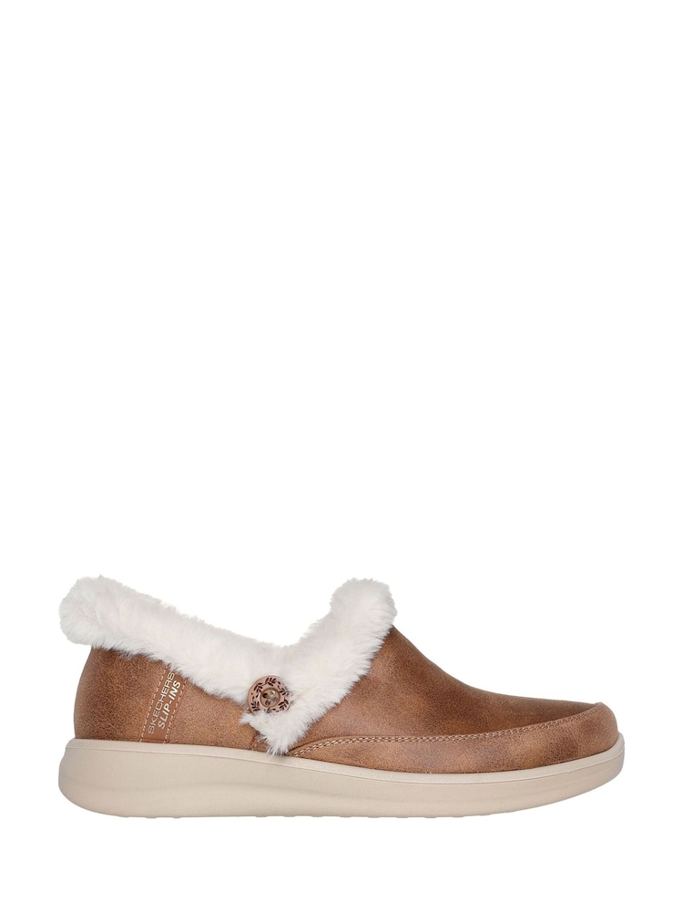 Skechers Chestnut Brown Cozy Escape Slippers - Image 1 of 3 Skechers Chestnut Brown Cozy Escape Slippers - Image 1 of 3