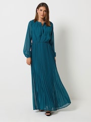 כחול  - Long Tall Sally Georgette Pleated Maxi Dress - תמונה 2 מתוך 6