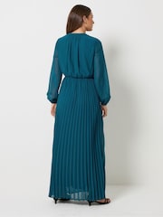 כחול  - Long Tall Sally Georgette Pleated Maxi Dress - תמונה 3 מתוך 6